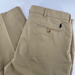 Polo Golf Ralph Lauren Performance Chino Pants Mens 38x30 Tan Flat Front